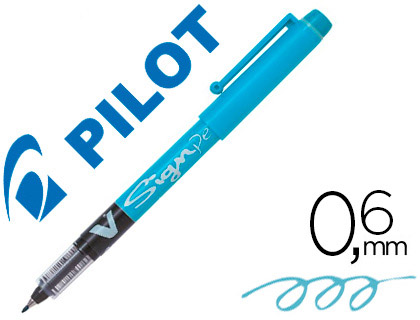 STYLO-FEUTRE PILOT V SIGN PEN CRITURE MOYENNE 0.6MM POINTE FIBRE POLYESTER ENCRE INTENSE LIQUIDE COLORIS TURQUOISE