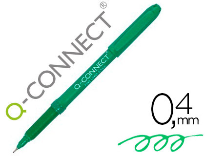 STYLO-FEUTRE Q-CONNECT CRITURE FINE 0.4MM POINTE EXTRA-FINE CORPS COULEUR ENCRE VERT