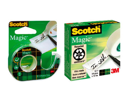 RUBAN ADHSIF INVISIBLE SCOTCH MAGIC 810 PERMET CRIRE CARTE PHOTOCOPIE 19MMX7.5M DVIDOIR