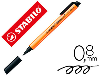 STYLO-FEUTRE STABILO GREENPOINT PLASTIQUE RECYCL CRITURE LARGE 0.8MM POINTE ROBUSTE CLIP COLORIS NOIR