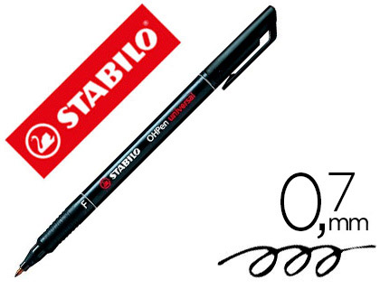 STYLO-FEUTRE STABILO OHP PEN PERMANENT POINTE FINE 0.7MM ENCRE INDLBILE MULTI-SUPPORTS AGRAFE COLORIS NOIR