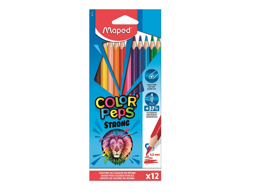 CRAYON DE COULEUR MAPED COLOR PEP'S DESIGN MONSTER POINTE RSISTANTE ETUI CERTON DE 12  UNITES