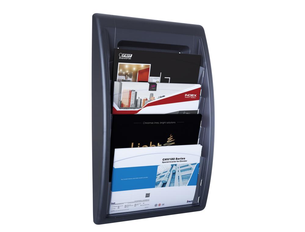 PRESENTOIR Q.F.SYST 24X32 NOIRPRSENTOIR MURAL QUICK FIT 4 ET 5 CASES PAPERFLOW - NOIR - 24 x 32 CM
